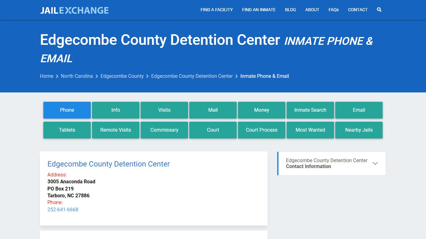 Inmate Phone - Edgecombe County Detention Center, NC - Jail Exchange